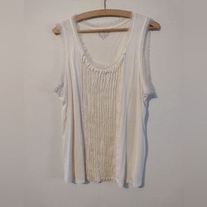 Chico's size 3 rayon lyocell knit tank with beautiful texture, cream Ivory